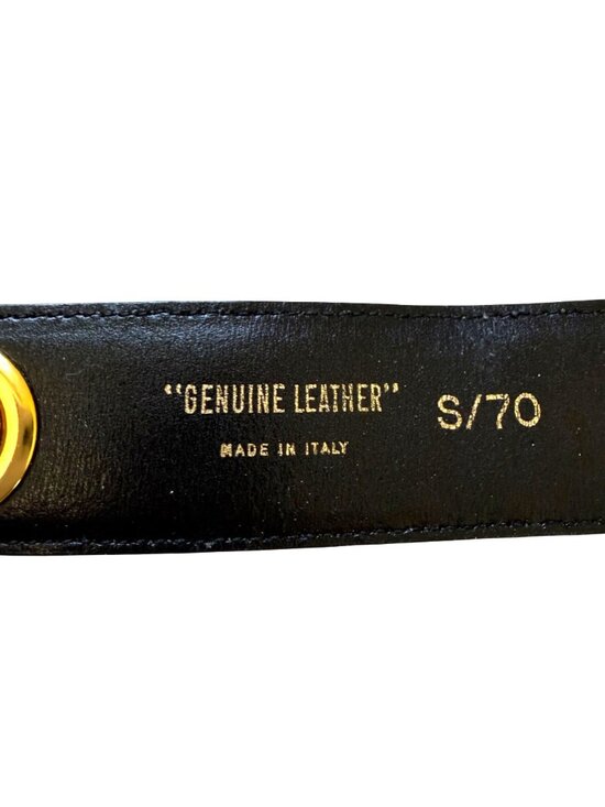 Paloma Picasso Italy Women\'s Leather Belt Sz S Black Vintage Eighties High Glam